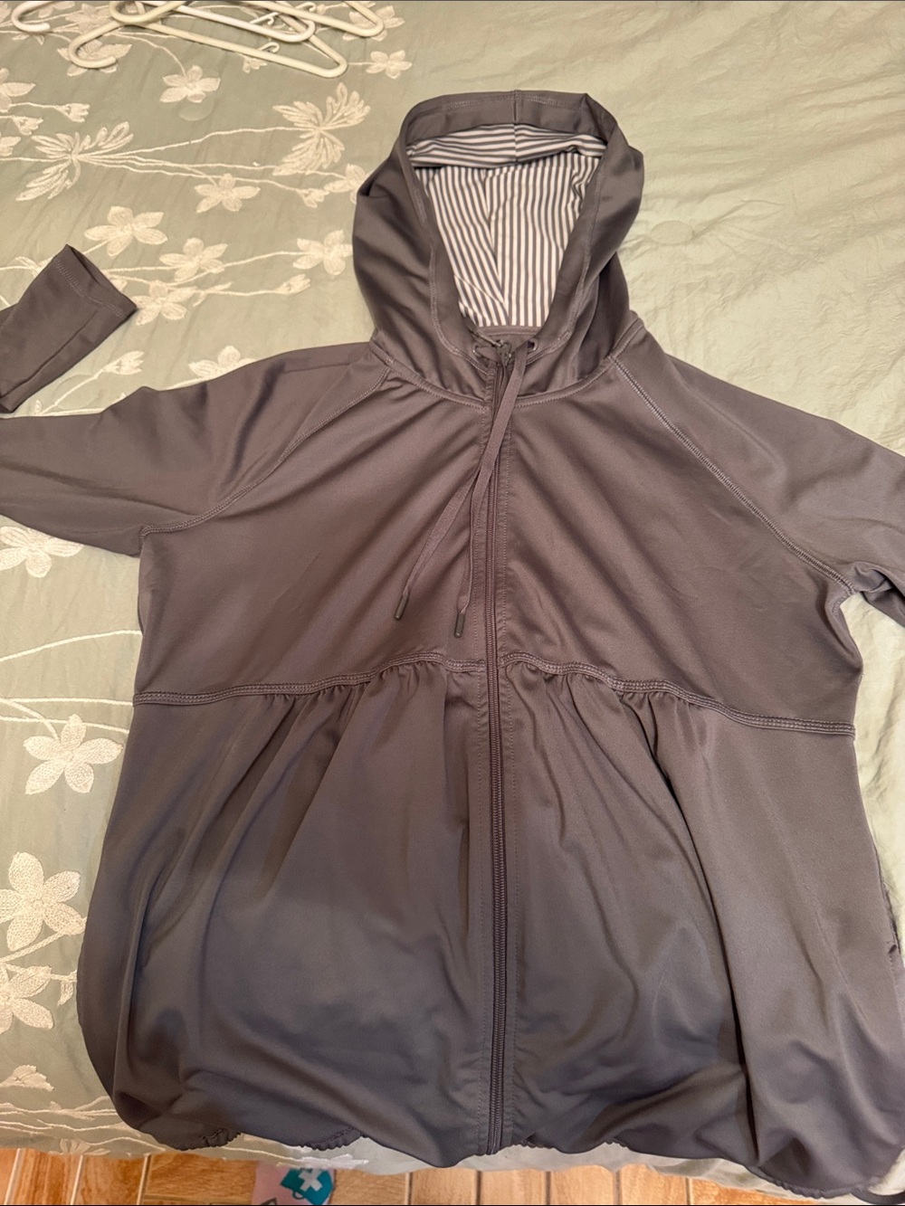 Women’s Gray Hooded Zip Bomber Jacket